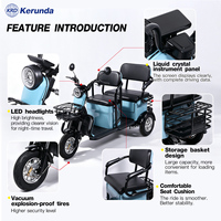 Tricycle Électrique à Double Siège 500W 48V, Vélo à Trois Roues pour Passagers en Acier Carbone avec Moteur Brushless pour Trajets Quotidien