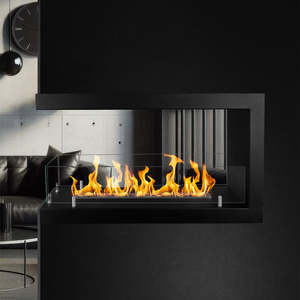 Cheminée à bioéthanol trifaciale encastrée 3 côtés ouverts Largeur 90 x Hauteur 50 cm MARATEA 90 made in italy Cheminée DIVINA FIRE - Product Image 3