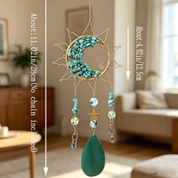 Attrape-soleil en cristal turquoise, pendentif arbre sculpté, carillon éolien, décoration de jardin et de Noël
