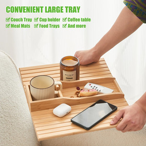 Tùy Chỉnh Có Thể Tháo Rời Couch Cup Chủ Tay vịn Bảng Có Thể Gập Lại Chống-Trượt Tre <span class=keywords><strong>Sofa</strong></span> Cánh Tay Khay Cho Từ Xa Snack Lưu Trữ - Product Image 6