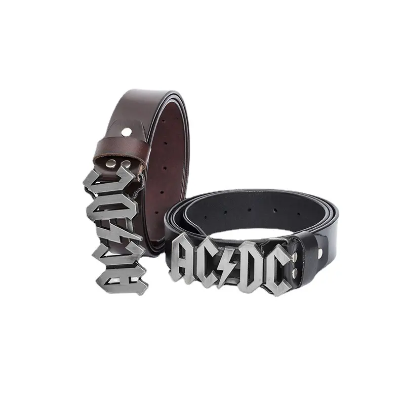 Boucle de ceinture personnalisée en métal avec lettres au design simple et à la mode Boucles de ceinture personnalisées en métal avec cuir