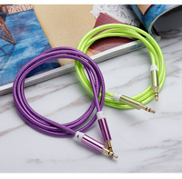 Câble audio tressé en nylon 3,5 mm mâle-mâle compatible avec autoradio et home cinéma, câbles audio Jack-Jack pour lecteur DVD