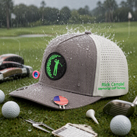 Casquette de baseball personnalisée à 5 panneaux avec logo en PVC caoutchouté, casquette de golf imperméable perforée à découpe laser, chapeaux de golf en polyester