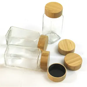 4oz 120ml Clear Glass Food Storage Jar Kitchen Spice Glass Container With Bamboo Lid