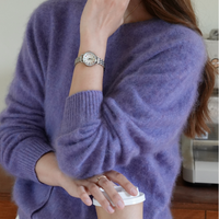 Nouvelle Collection 2027 – Cardigan Décontracté Femme en Laine, Soie et Cachemire – Manches Longues – Couleur Unie