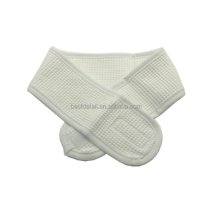 Fascia per capelli regolabile in tessuto Waffle in cotone bianco personalizzato fascia per capelli Spa per donne che lavano il trucco doccia cosmetica - Product Image 1