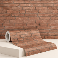 Papier peint MORLENX effet brique rouge vintage en rouleau pour murs décoratifs de café, salon et bureau