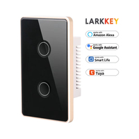 Tuya Larkkey interrupteur tactile en verre intelligent zigbee deux gangs interrupteur intelligent mural interrupteurs de système domestique intelligent