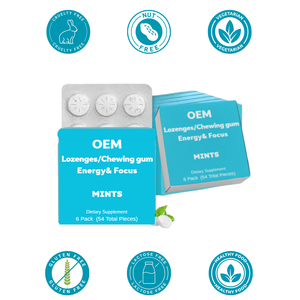 OEM Label pribadi Energi & pasak fokus | Lozenges suplemen makanan gusi kunyah-6 pak (54 buah) - Product Image 4