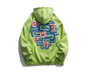 High and low weight knitted fabric puff printing casual wear with a variety of colors of hoodie