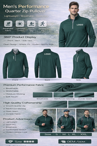 Custom Performance Lightweight Breathable Quick Dry Quarter <b>Zip</b> Pullover Athletic Running Golf Hiking Training Sweatshirt - Product Image 3