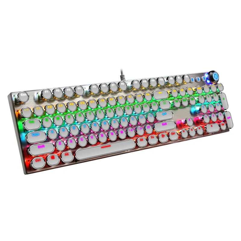 104 Keys Wired Keyboard Mechanical Gaming Keyboard Punk Keycap With RGB Keyboard Backlit