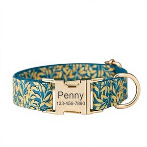 ปลอกคอสุนัขลายดอกไม้พร้อมโบว์ผูก ชุดสายจูงสลักชื่อสัตว์เลี้ยงตามสั่ง หัวเข็มขัดโลหะ สีม่วงไลแลค ของขวัญวันเกิดสำหรับลูกสุนัข จัดส่งฟรี - Product Image 1