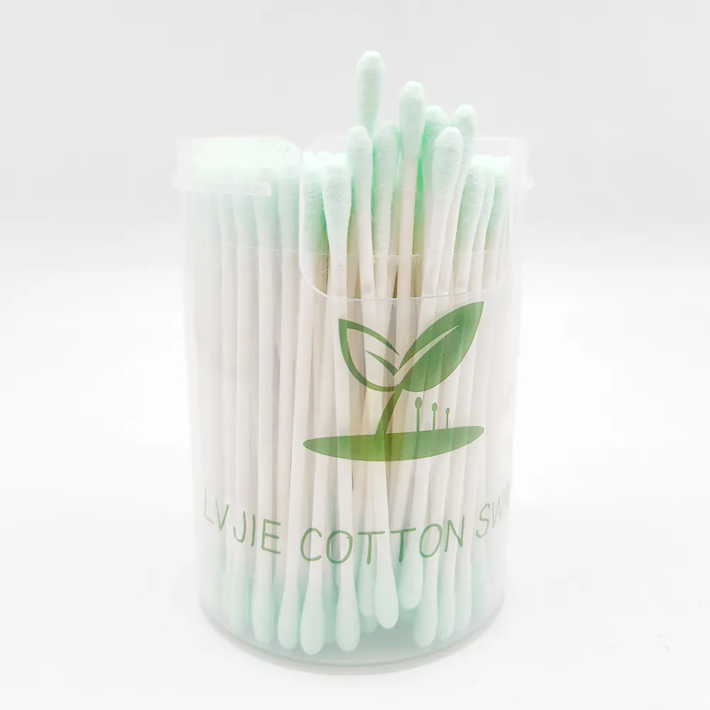 Wholesale Custom Eco Friendly Natural Paper Handle Double Round Heads Baby Safety Paper Stick Cotton Swab