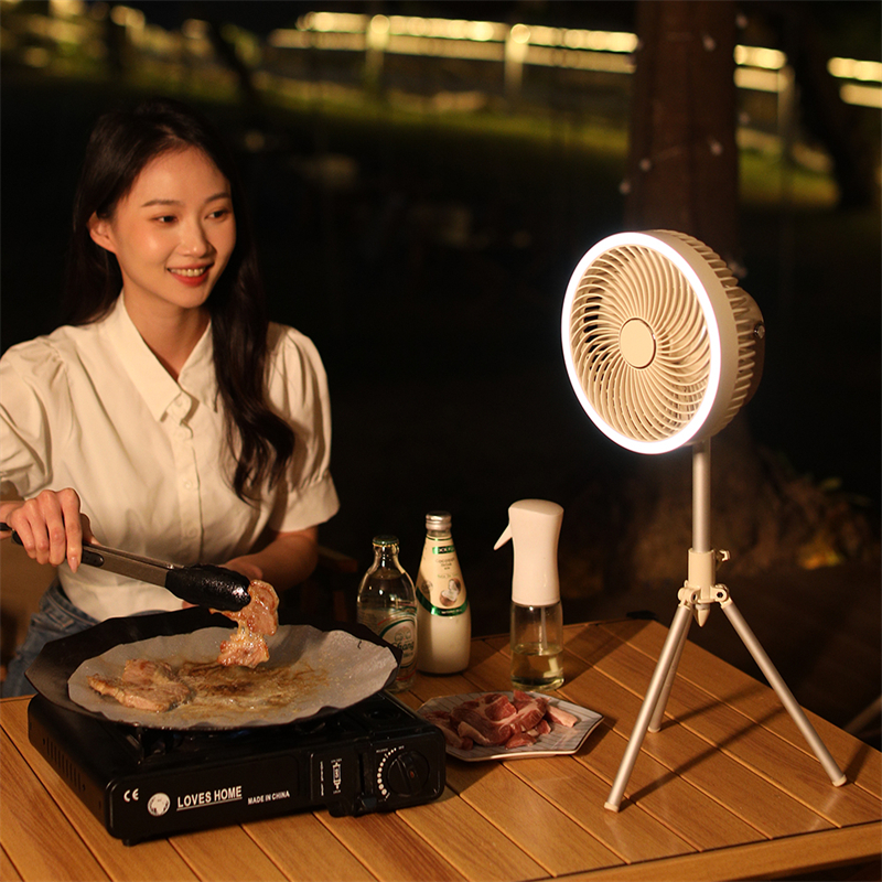 Ventilador recargable de escritorio de verano creativo, ventiladores de mosquitos para acampar en el techo Led portátil para exteriores con trípode