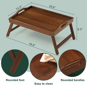 침대 테이블 소파용 접이식 다리가 있는 대나무 아침 식사 트레이 테이블 - 접이식 다리가 있는 대나무 식사 및 노트북 트레이 - Product Image 4