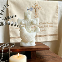 Bougie parfumée en forme de croix de Pâques et de colombe de la paix, cadeau de fête, décoration d'église, ornement, bougie artistique