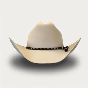 Unisex Western Cowboy <b>Hat</b> 100% Wool Felt Wide Brim Leather <b>Band</b> Outdoor Party Adults Four Seasons - Product Image 1