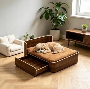 Removable Cushion Wooden Dog Bed - Product Image 1