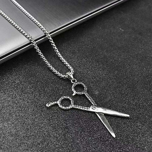Collier pendentif ciseaux en alliage, bijoux hip-hop punk pour hommes et femmes - Product Image 3
