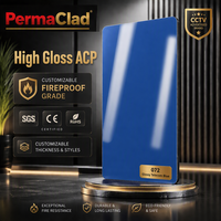 Panel Komposit Aluminium (ACP) Glossy Telecom Biru Tebal 3mm 4mm Lapisan PVDF Tahan Api untuk Dinding Latar Belakang Resepsi Kantor