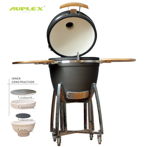 Auplex Griglia <span class=keywords><strong>BBQ</strong></span> Kamado a Carbone in Ceramica e <span class=keywords><strong>Ghisa</strong></span> Premium di Lusso, 21 Pollici, Altezza Regolabile, con Carrello, Antiaderente, per Giardino - Product Image 2