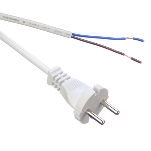 SNI 표준 10A 2 핀 프롱 <span class=keywords><strong>AC</strong></span> 전원 코드 H05vvh2 하이 퀄리티 2x0.75mm2 씨지 남성 스트립 상업적 사용 화이트 구리/PVC 1.8m - Product Image 1