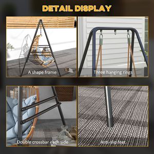 DB Offre Spéciale Heavy Duty A-Shaped Hamac Chaise Stand Noir Utilisation intérieure et extérieure Max 330 Lbs Swing Stand - Product Image 6