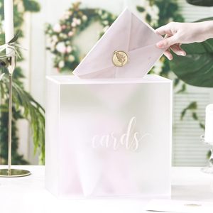 Lớn 10x10x5.5 inch Frosted Acrylic thẻ đám cưới hộp 3mm trắng in đám cưới sinh nhật Bộ nhớ lưu trữ có nhu cầu tốt tiền hộp - Product Image 4