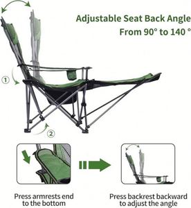 Chaise de camping inclinable portable avec repose-pieds, sac de rangement et appui-tête – Idéale comme cadeau - Product Image 4