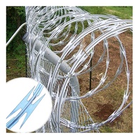Fil de Rasoir à Lames Concertina Galvanisé à Chaud Anti-Intrusion pour Sécurité Aéroportuaire, Types CBT65 BTO30 BTO-22 en Rouleau