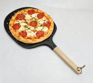Cáscara de pizza de Aluminio perforado en forma de V <span class=keywords><strong>anodizado</strong></span> de 12 pulgadas para pizza casera con mango desmontable - Product Image 3