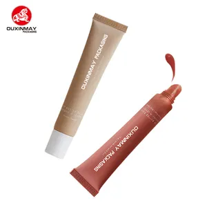 Baume à lèvres vide tube de compression caoutchouc applicateur souple personnalisé mat brillant PE matériau cosmétique emballage rouge à lèvres conception populaire