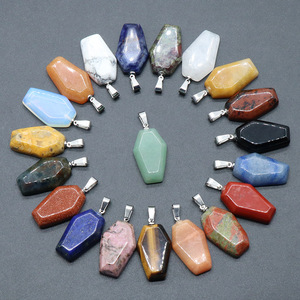 Bijoux d'halloween mignon Feng Shui, pierre de naissance en cristal naturel porte-bonheur, pendentif en forme de <span class=keywords><strong>cercueil</strong></span> pour la fabrication de colliers DIY - Product Image 2