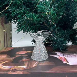Ornements peints à la main <span class=keywords><strong>MRS</strong></span>, figurines d'anges en verre transparent brillant, décoration de table de Noël pour la maison - Product Image 1
