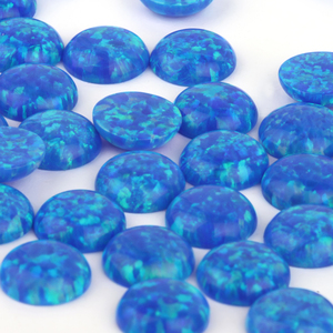 1.5mm à 8mm Azure OP05 Cabochon rond à dos plat en pierre d'opale créée en laboratoire - Product Image 2