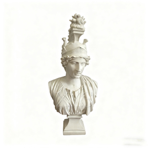 Esta es una escultura europea de busto de la Reina Velada, tallada integralmente a mano en mármol beige natural. - Product Image 6