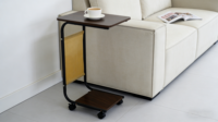 Table d'appoint en acier et bois pour chambre à coucher, table de chevet, table d'appoint pour canapé de salon, petite table de chevet mobile moderne et simple