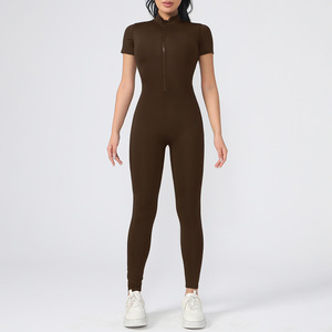 Leggings Deportivos de Manga Corta para Mujer, con Cierre Frontal, Ajustados, Sin Costuras, de Secado Rápido, Spandex/Nailon, para Fitness, Gimnasio, Entrenamiento, Baile, Ejercicio, Yoga - Product Image 4