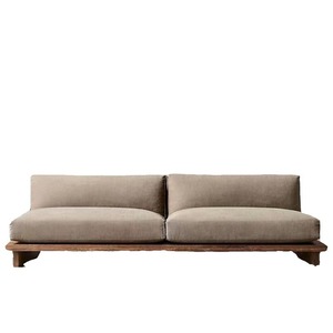 Sofá recto de madera maciza Retro de estilo japonés, muebles nórdicos Vintage ligeros de lujo para el hogar, sala de estar individual y doble moderna - Product Image 5