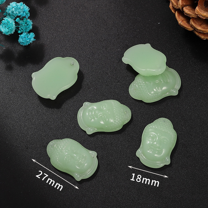 8 têtes de Bouddha vert clair, 18*27mm