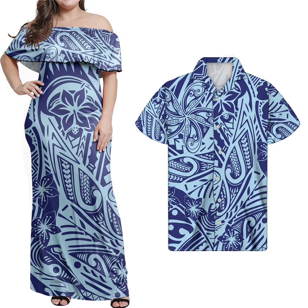 1 шт. MOQ для больших женщин 7XL нарядное платье на одно плечо подходит к мужчинам рубашки Aloha 2 шт. полинезийская Этническая Одежда для вечеринки с HD-принтом