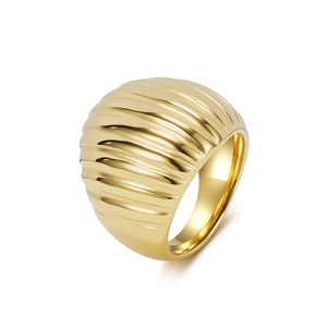 Anillo clásico con diseño de rayas para mujer, un artículo popular de comercio electrónico transfronterizo de Europa y América, hecho de acero de titanio con - Product Image 5