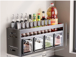 Rak piring susun dua tingkat, desain Selengkapnya, baja tahan karat, Multifungsi, keranjang dapur, rak dinding - Product Image 5