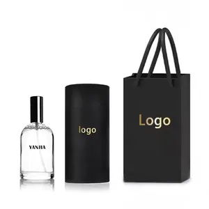 Wholesale Custom Round Cylinder Empty Glass Perfume Bottle 30ml 50ml 100ml Luxury Perfume Bottle With Box