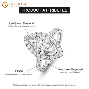 Anillo de Compromiso Goldleafgem Personalizado Clásico con Diamante Cultivado en Laboratorio de Corte Marquise de 1CT, 2CT, 3CT, 10k, 14k, 18k, Certificado IGI para Boda - Product Image 5