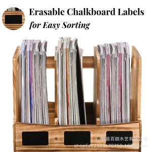 Wooden Desktop <b>File</b> Organizer With <b>Drawers</b> And Blackboard Labels For Office Document Storage Rack Rectangle Standing Type - Product Image 2