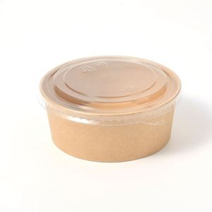 100% Biodegradable Kraft Paper <b>Disposable</b> Round Salad <b>Bowl</b> With Lid Microwave Safe for Outdoor Camping - Product Image 4