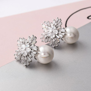 Orecchini a perla di tendenza 2026 per donna, eleganti gioielli da sposa chic con perle quadrate e rotonde, regalo quotidiano - Product Image 6