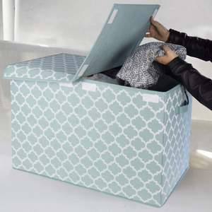 Organisateur de vêtements multifonctionnel d'usine, boîte en tissu coton et lin, double couverture, pliable, grande boîte de rangement pour jouets - Product Image 4